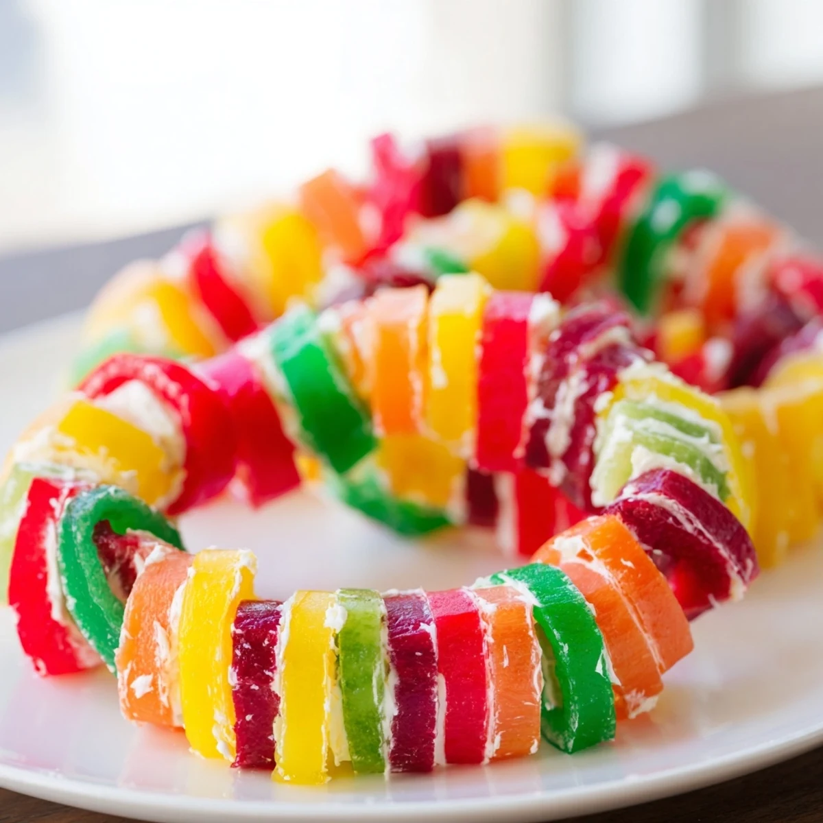 Rainbow Veggie Christmas Lights Wrap Pinwheels, colorful display of sliced pinwheels bursting with vibrant vegetable filling.