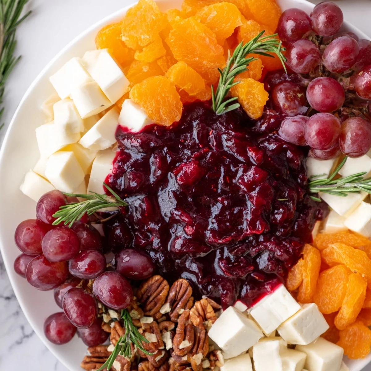 Homemade cranberry sauce glistens atop this delicious and eye-catching cranberry wreath platter for Christmas.