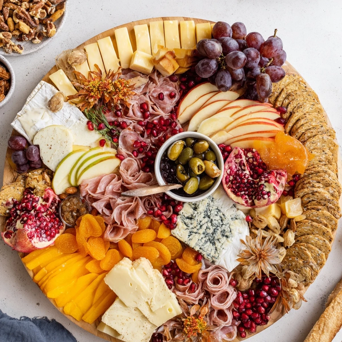 Vibrant Cornucopia Harvest Board overflowing with cheeses, fruits, and meats; ready for sharing!