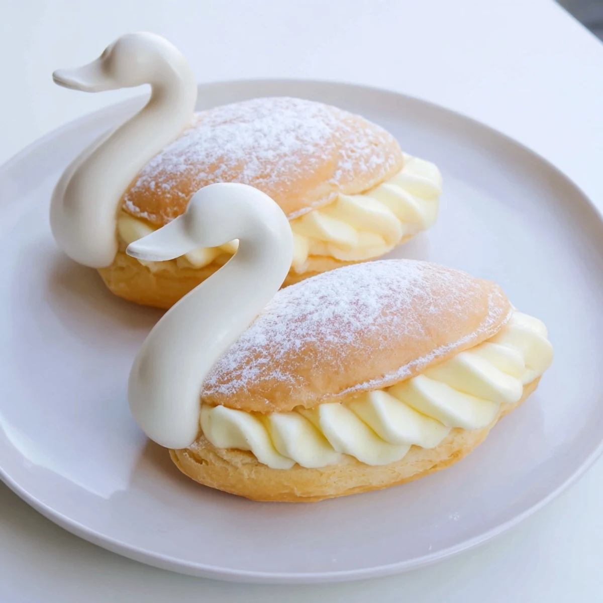Perfectly frosted Elegant Swan Petit Fours: a close-up shot of the elegant swan-shaped treats for dessert.