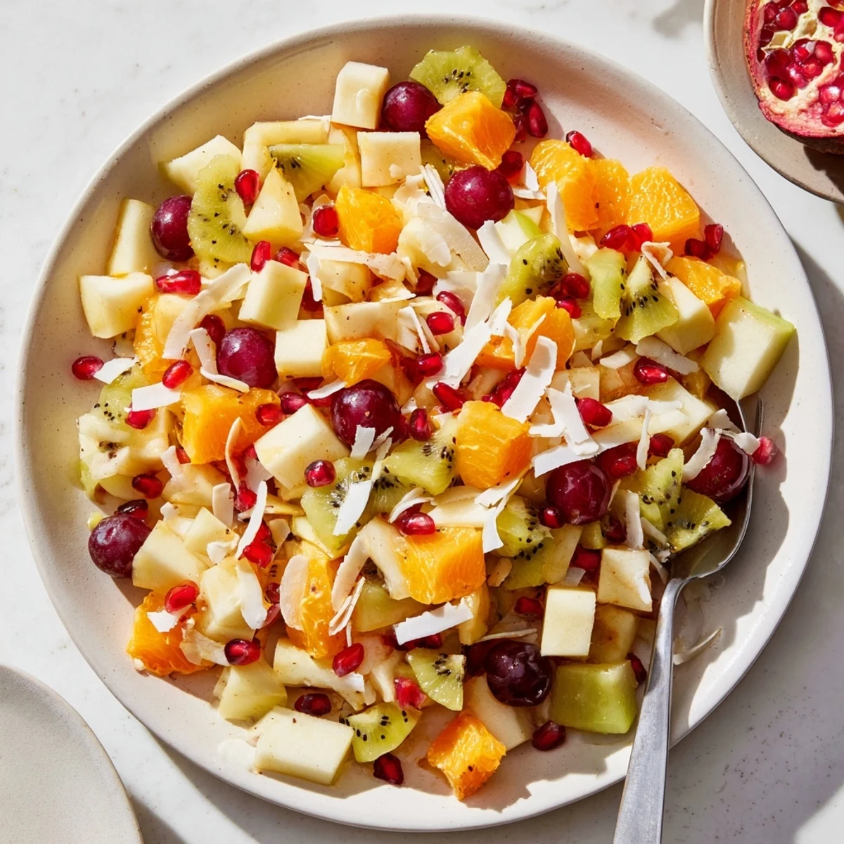 Snowflake Fruit Medley glistens with vibrant winter fruits and a light, citrusy honey dressing.