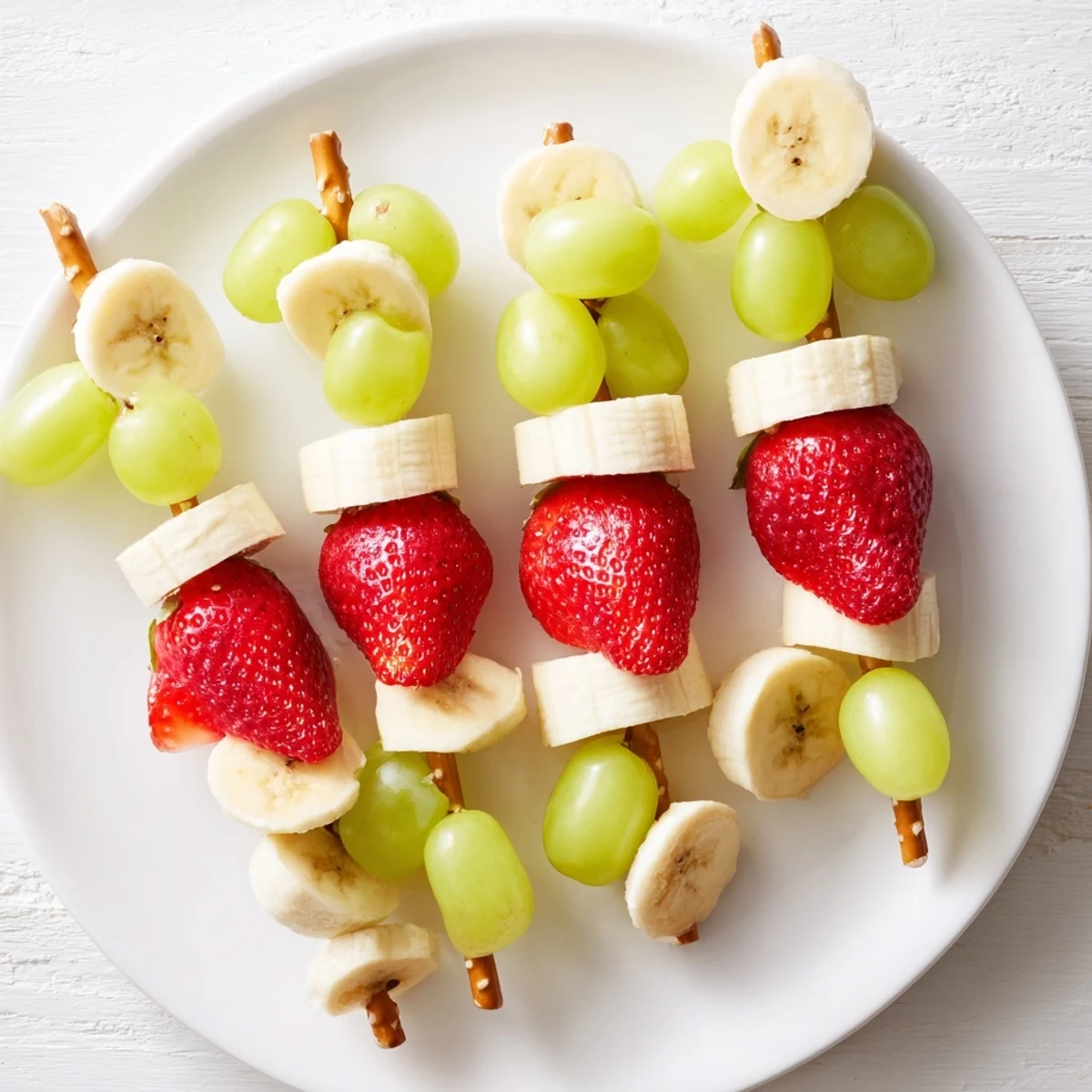 Beautiful Elf Hat Strawberry Skewers showcase vibrant red strawberries perched atop banana hats.