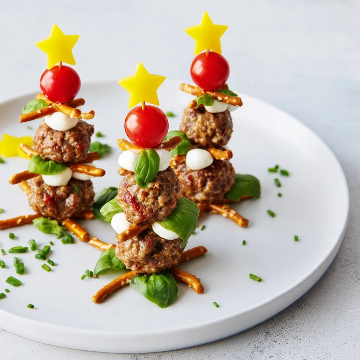 Mini Meatball Christmas Trees, featuring juicy meatballs layered like festive holiday evergreens.