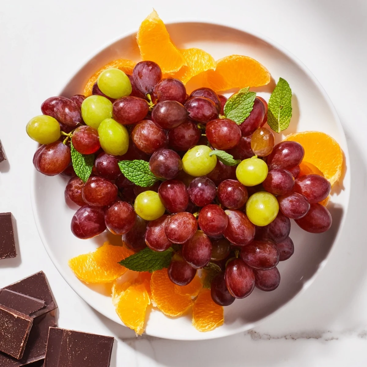 Vibrant grapes and treats arranged on a Grapes of Fortune Dessert Board, perfect for New Year's Eve.