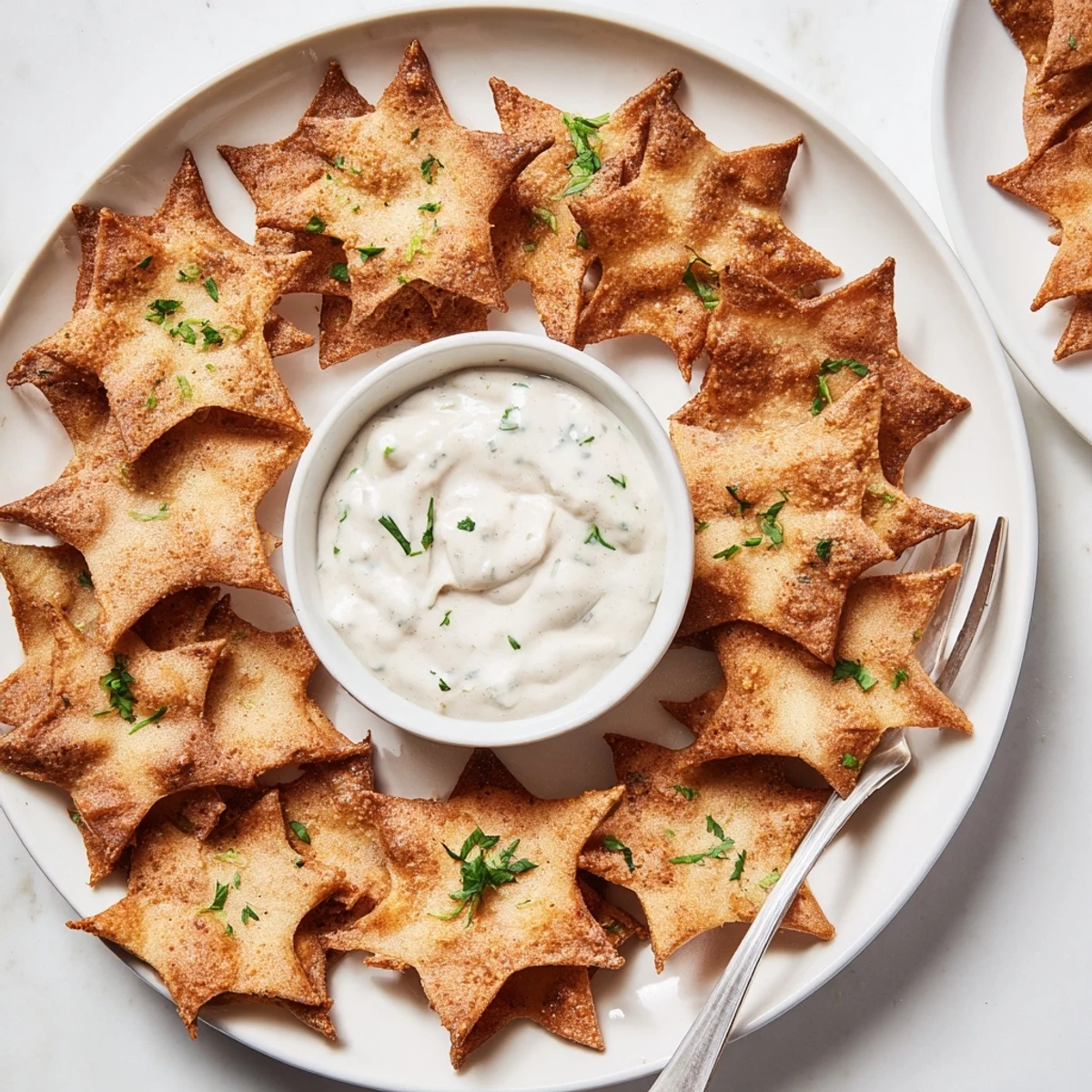 A close-up of crispy Holiday Crackers, perfect festive appetizer, ready for dipping into the cool dip.