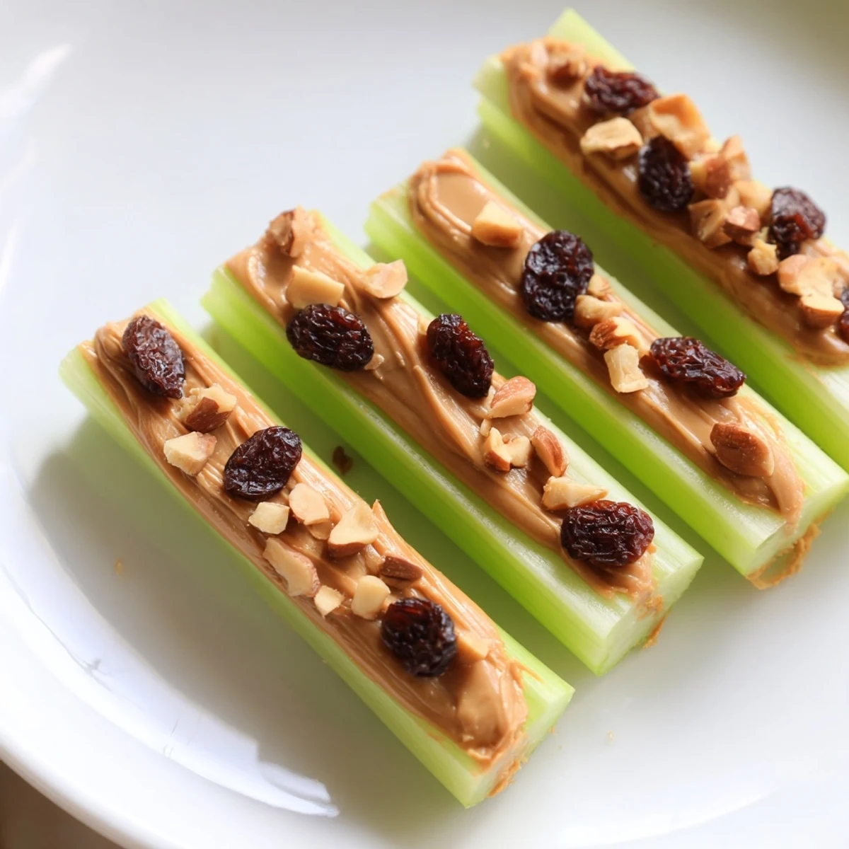 Crisp celery sticks filled with creamy peanut butter, a delightful Peanut Butter Celery Sticks snack ready to eat.