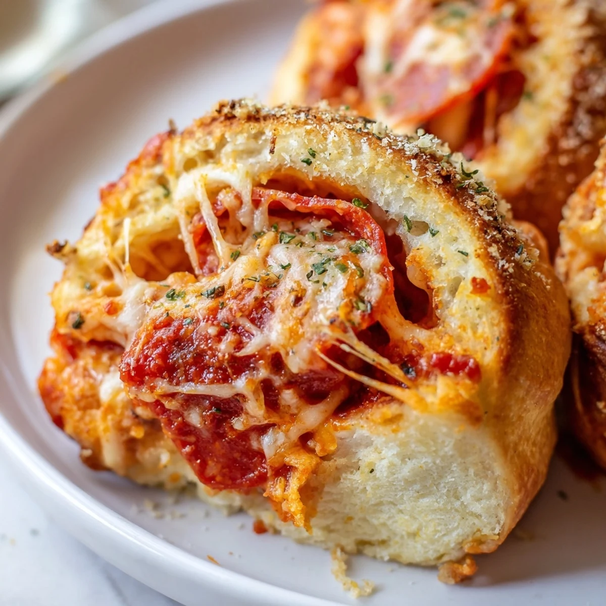 Golden, crispy air fryer pizza rolls, oozing melted cheese and pepperoni, ready to enjoy.