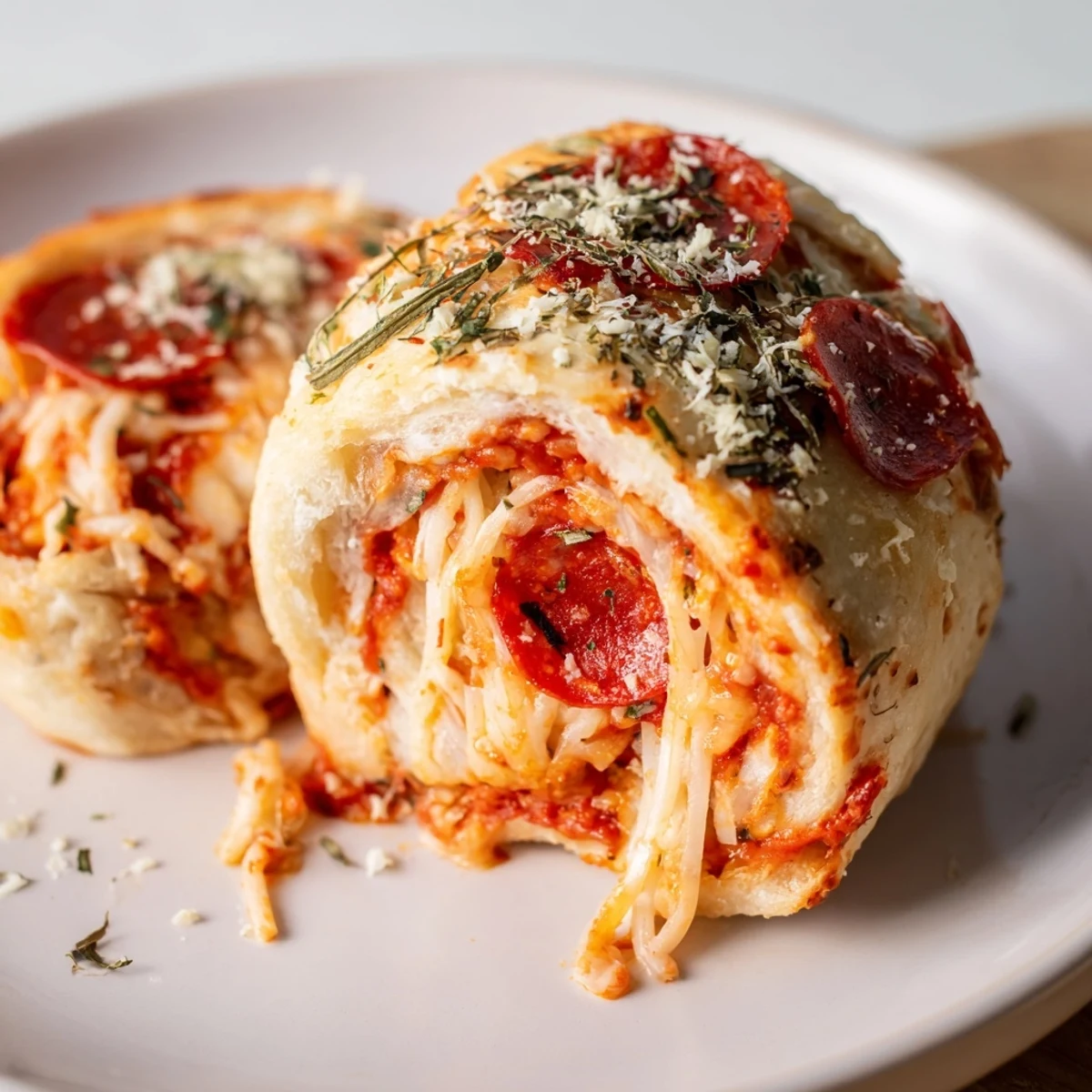 Bite into these homemade air fryer pizza rolls, featuring melted mozzarella and savory filling.