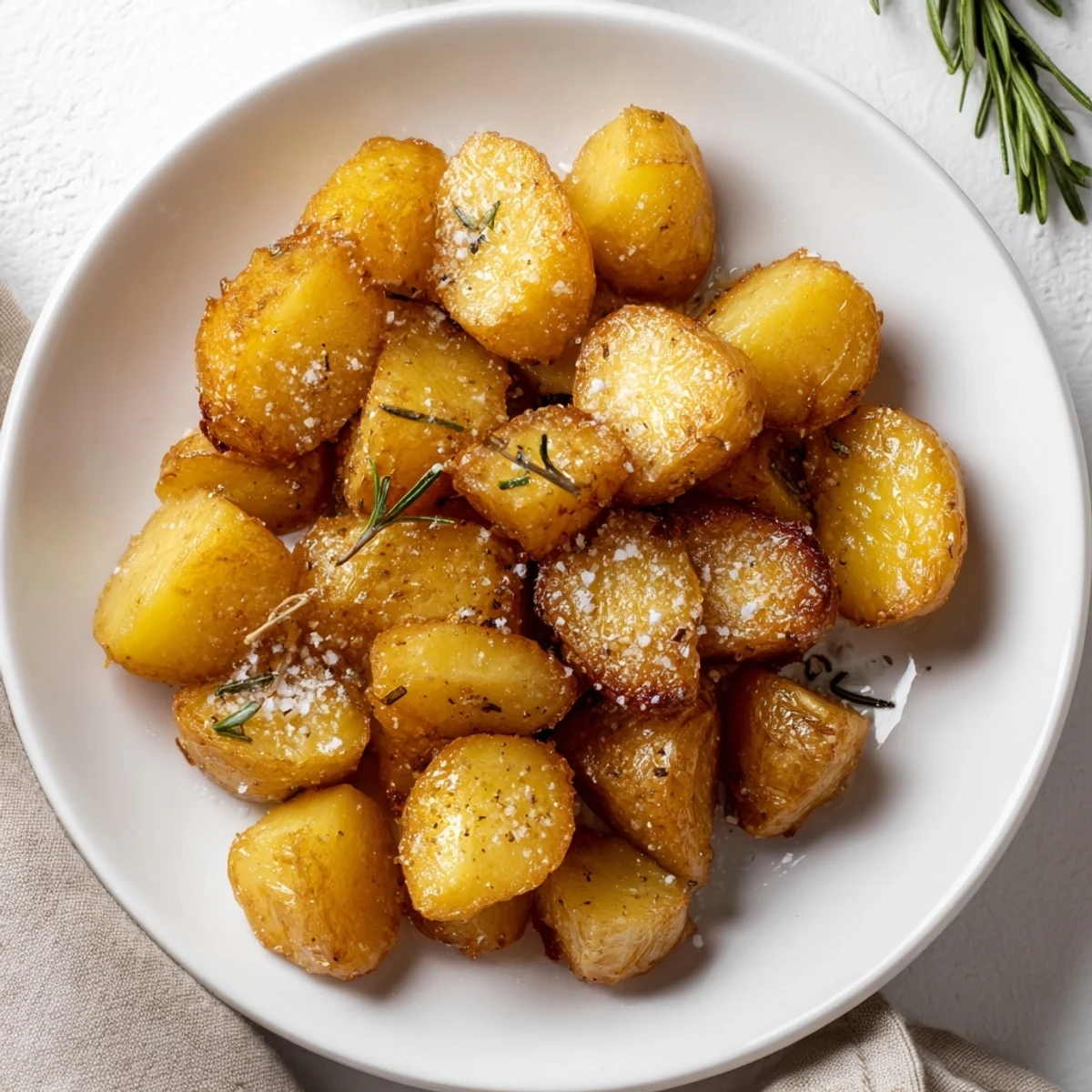 Savory Beef Tallow Roasted Potatoes, seasoned with herbs, ready to serve alongside your roast.