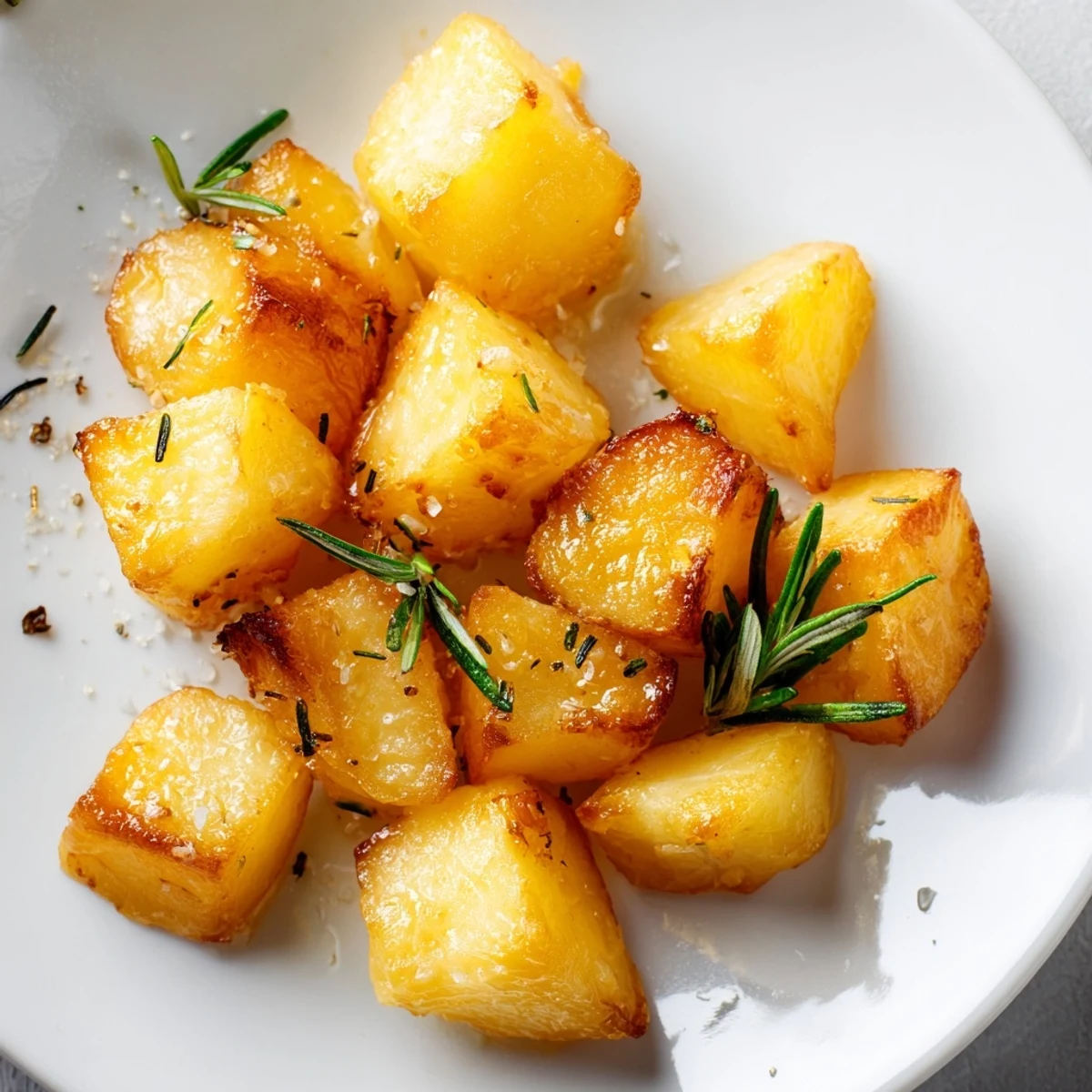 Close-up of perfectly roasted Beef Tallow Potatoes, showing their tender, crispy texture.