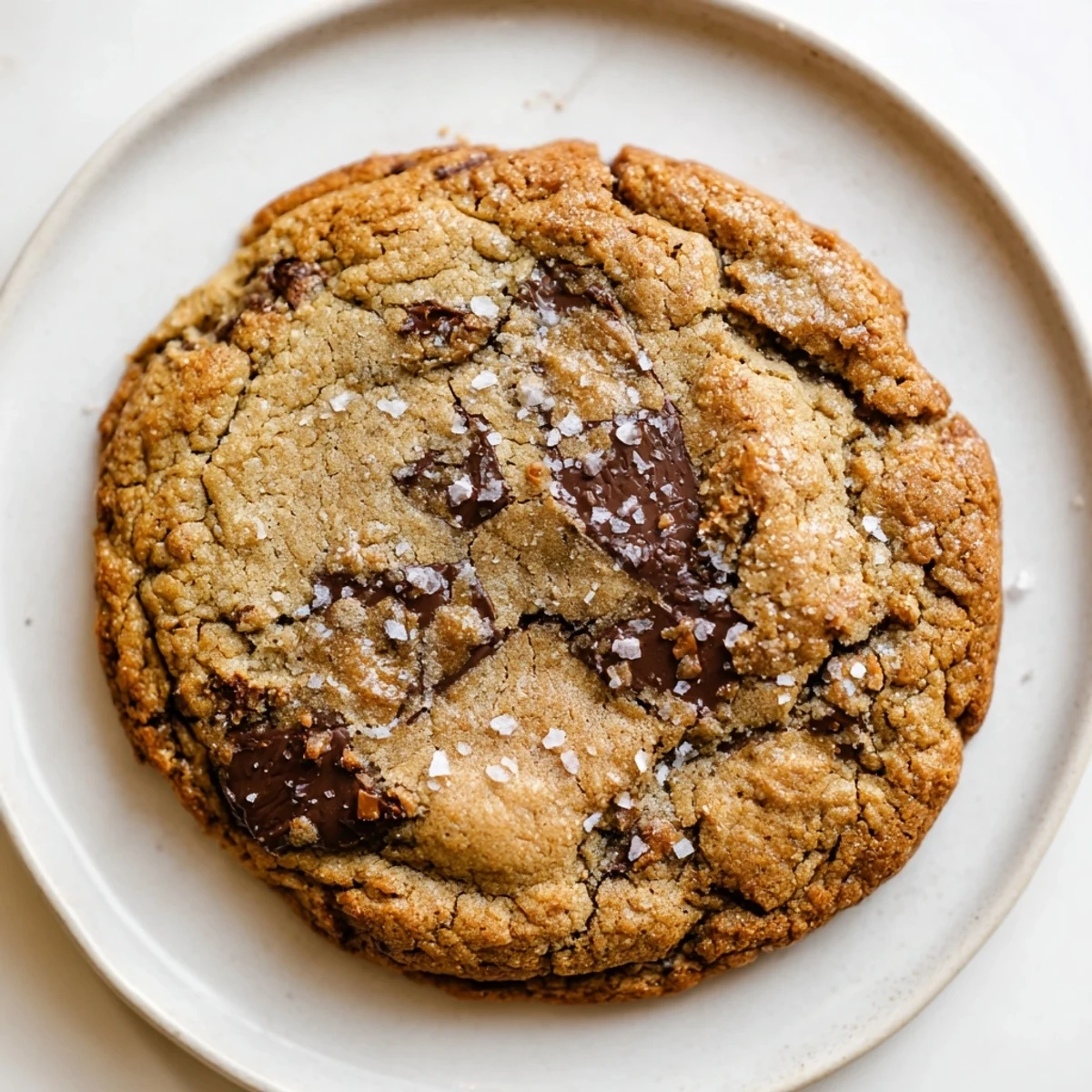 Golden-brown miso brown butter cookies with melted chocolate chips, ready to enjoy.