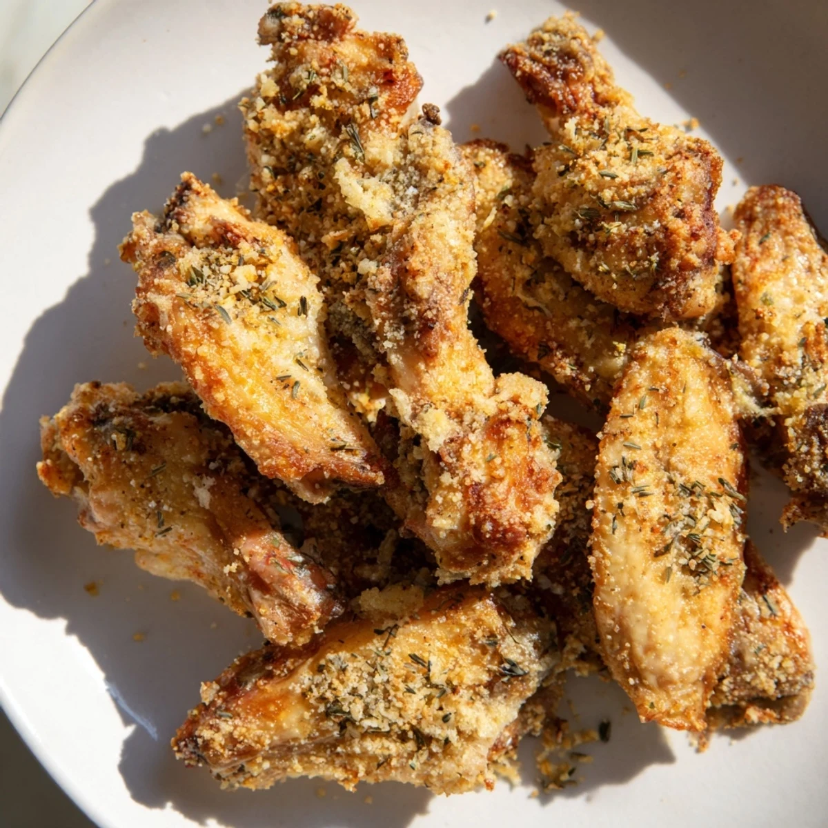 Perfectly cooked, flavorful Parmesan chicken wings, ready to enjoy with your favorite dipping sauce.