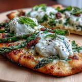 Roasted Asparagus Flatbread with Burrata