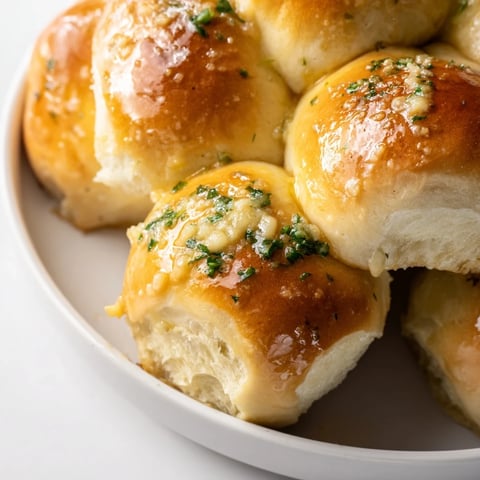 Golden Garlic Butter Bread Pull-Apart rolls, baked in a round pan and glistening with savory garlic butter and fresh parsley.
