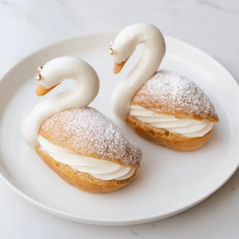 Picture of exquisite Elegant Swan Petit Fours: beautifully glazed desserts perfect for a refined afternoon tea.