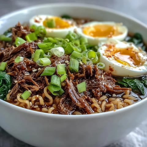 Fork-tender beef and fresh spinach in savory broth over chewy ramen noodles.