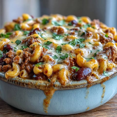 Savory ground turkey, beans, and pasta are mixed into a creamy, zesty ranch and chili base.