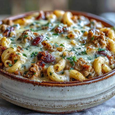 Golden baked Baked Ranch Turkey Chili Mac with melted cheddar, elbow pasta, and ground turkey in a rustic skillet.