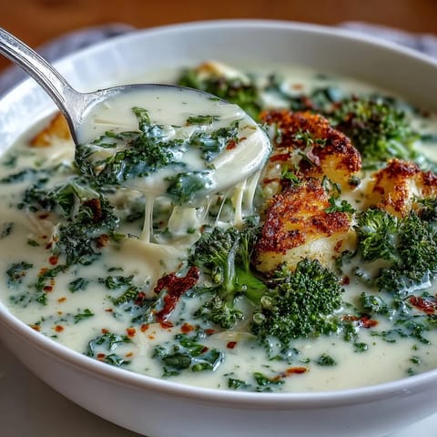 Hearty vegetable chowder topped with melted mozzarella and Parmesan, served hot with crusty bread on the side.  