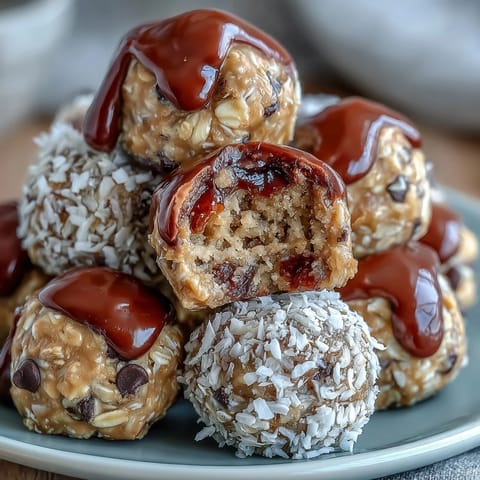 No-bake peanut butter oat bites with chocolate chips, rolled into perfect bite-sized snacks.  