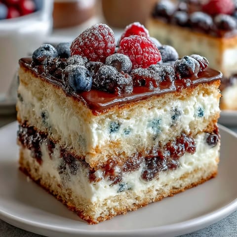 Festive vanilla sheet cake layered with tangy lemon curd and adorned with whipped cream frosting and edible flowers.