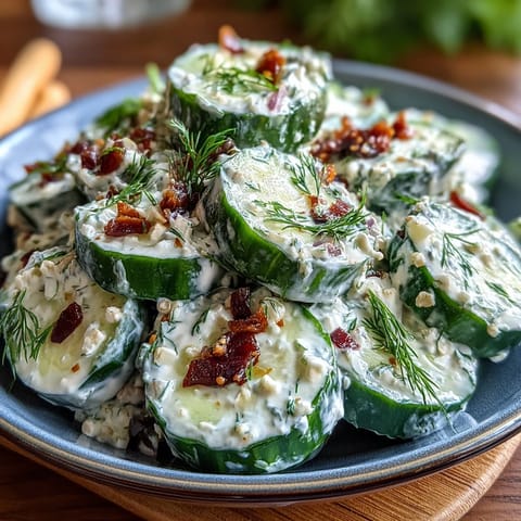 Creamy cucumber salad with dill and Greek yogurt, featuring crisp cucumbers in a tangy yogurt dressing with fresh herbs.