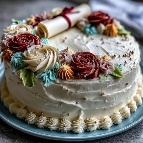 Graduation Sheet Cake Buttercream Roses