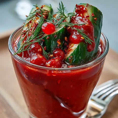 Layered Chamoy Pickle Kit in a Cup: crunchy dill pickles wrapped in fruit roll-up, drizzled with zesty chamoy and sprinkled with Tajín.