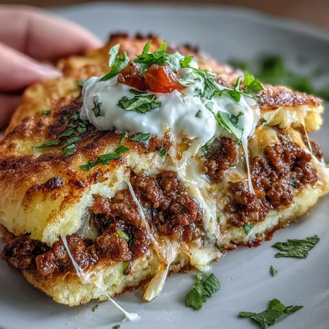 Fluffy cloud bread tacos with savory seasoned beef filling, a delightful light meal.