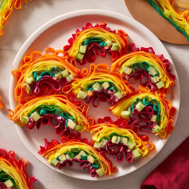 Close-up of Rainbow Veggie Christmas Lights Wrap Pinwheels showing colorful vegetable layers inside perfect pinwheel slices.