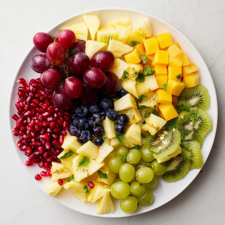 Imagine this Three Kings Royal Fruit Platter: glistening mango slices and juicy grapes ready to eat.