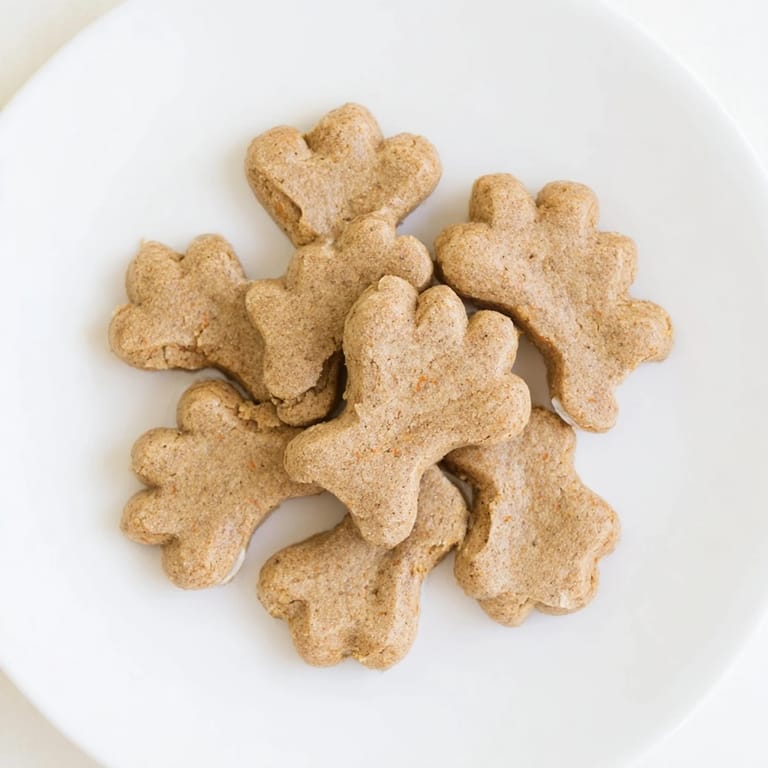 Crispy on the edges, these Friendly Dog Paw Treats have been freshly baked and are cooling down.