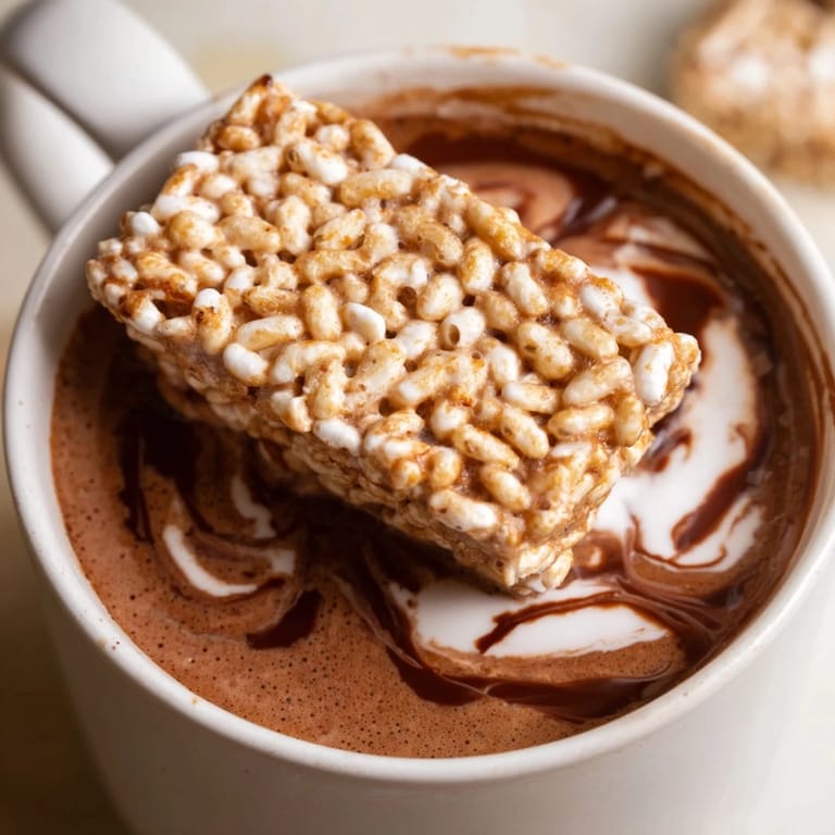 Indulge in a homemade hot chocolate with a delightful, gooey marshmallow bar garnish.