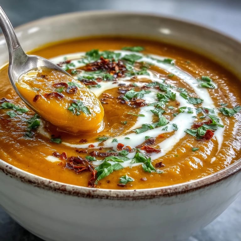 Smooth Carrot, Celeriac and Chilli Soup served warm in a rustic bowl, showcasing its creamy, spiced texture.