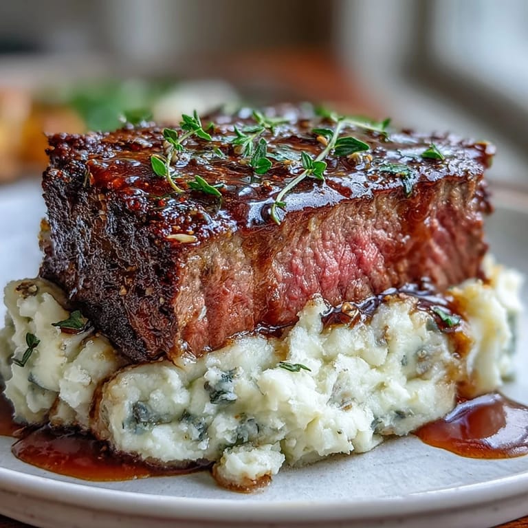 Juicy Venison Steaks with Caraway Crushed Swede served with rich red wine pan sauce.