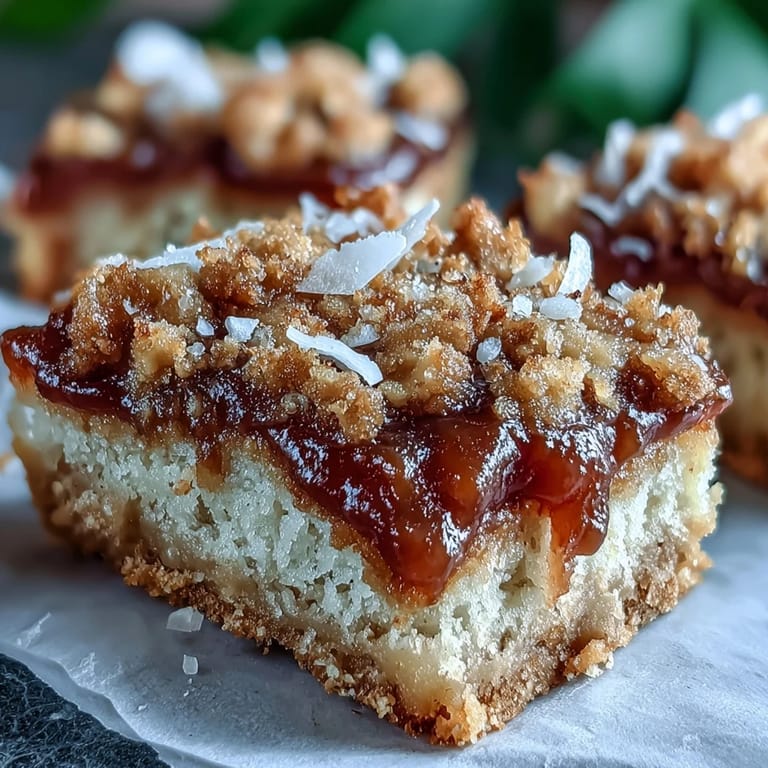 Buttery Guava Cake Bars layered with sweet guava paste, perfect for a tropical dessert platter.