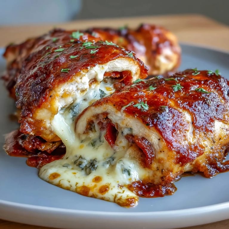 Low-carb chicken breasts filled with marinara, mozzarella, and pepperoni, baked until cheese melts perfectly.