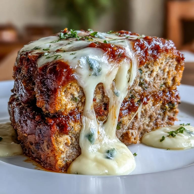 Savory Italian meatloaf featuring melted mozzarella and marinara, baked until golden and bubbling for a satisfying main dish.