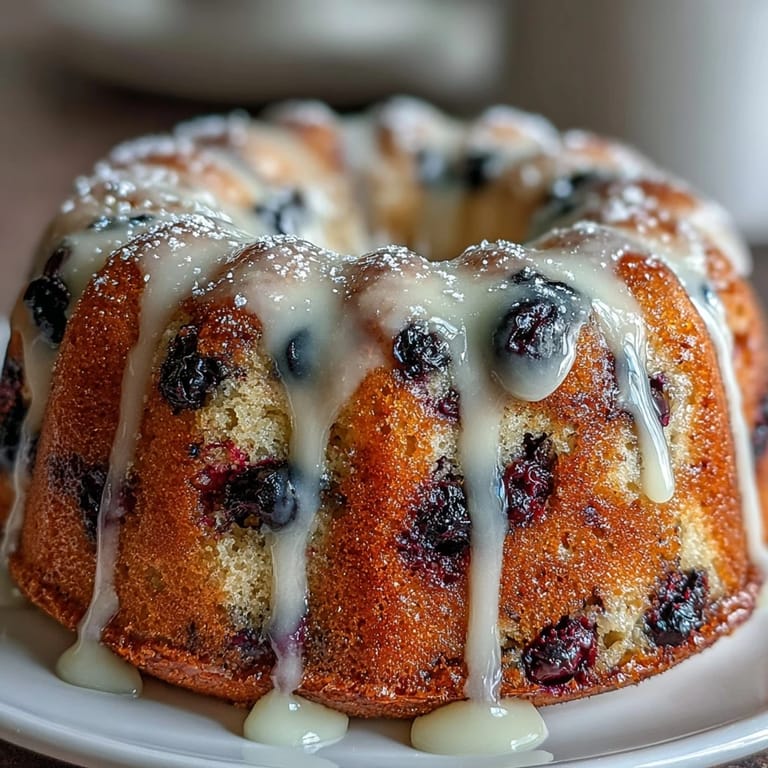 Mini lemon blueberry sourdough bundt cakes with vibrant citrus zest and fresh berries, baked to golden perfection and topped with a sweet lemon glaze.