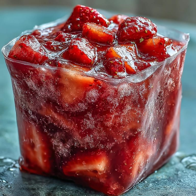 Easy Strawberry Pineapple Daiquiri Freezer Pouches, blending tropical fruit and rum into a smooth, ready-to-serve frozen cocktail.