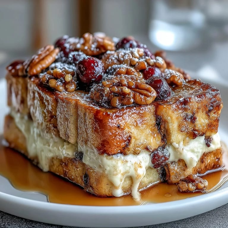 Fluffy French toast bake loaded with fresh blueberries, vanilla custard, and a buttery cinnamon topping, perfect for a make-ahead holiday breakfast.