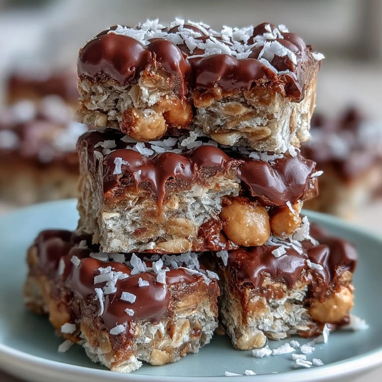 Wholesome peanut butter oat bites packed with chocolate chips, ready for a quick, satisfying treat.  