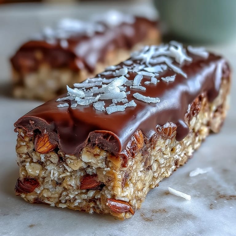 Chilled peanut butter oat bites with mini chocolate chips, an easy no-bake snack for any time.