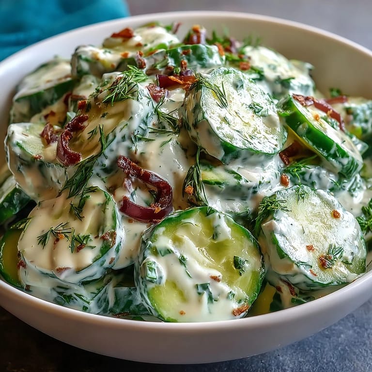 A light and refreshing cucumber salad with dill, tossed in creamy Greek yogurt dressing, perfect for summer picnics.