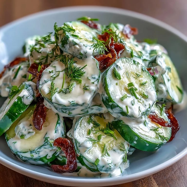 Greek yogurt cucumber salad with dill, a cool and creamy side dish, ideal for barbecues or light lunches.
