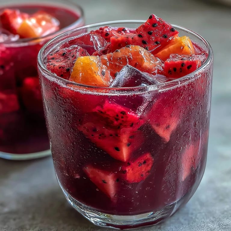 Homemade mango dragonfruit refresher featuring bright magenta color, sweet mango flavor, and a citrus twist—perfect for summer sipping.