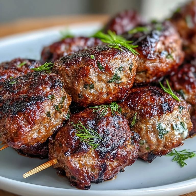 Tender grilled lamb kofta with smoky paprika and cinnamon, accompanied by zesty lemon and fresh herb garnish.