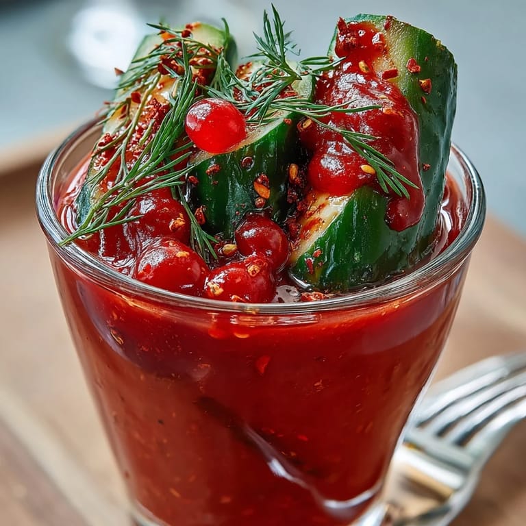 Layered Chamoy Pickle Kit in a Cup: crunchy dill pickles wrapped in fruit roll-up, drizzled with zesty chamoy and sprinkled with Tajín.