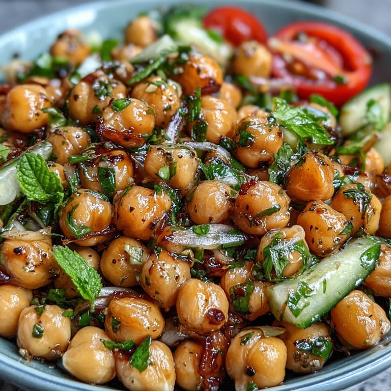 Fresh Mediterranean Chickpea Salad: Colorful veggies, olives, and easy homemade dressing.