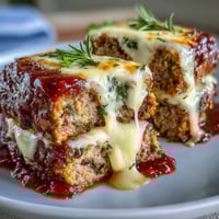 Italian meatloaf with mozzarella, baked in marinara sauce and topped with melted cheese for a comforting family dinner.  